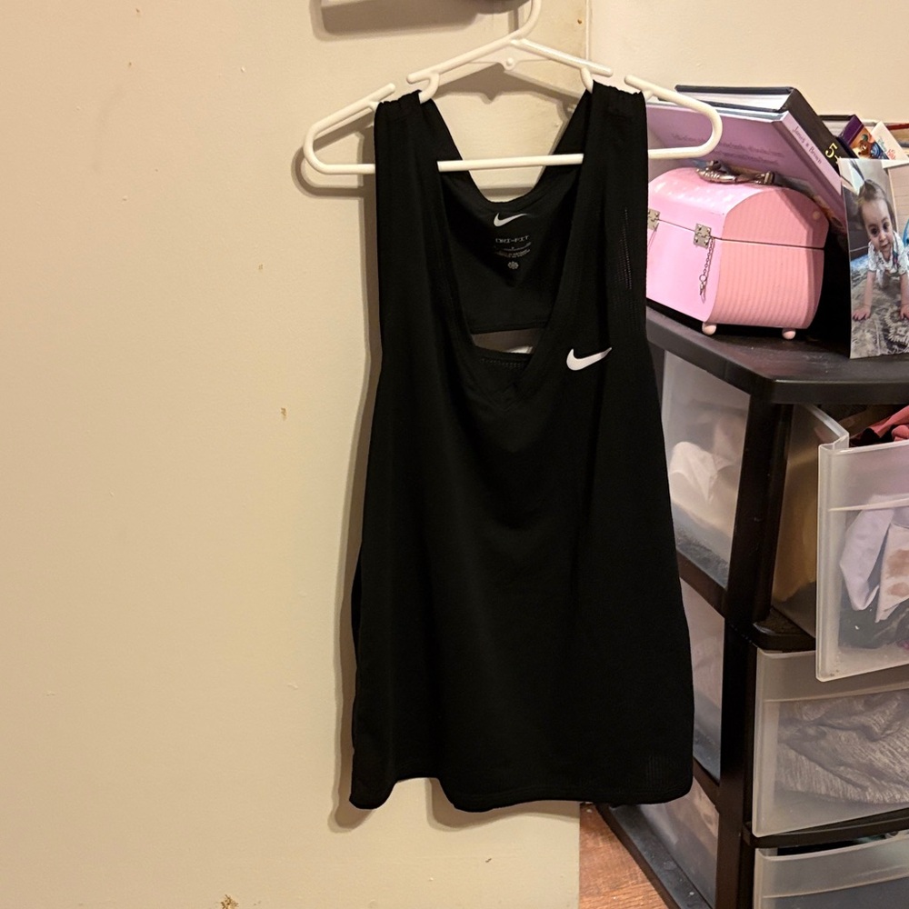 Nike Black Sleeveless Top with a hole in the back dry fit